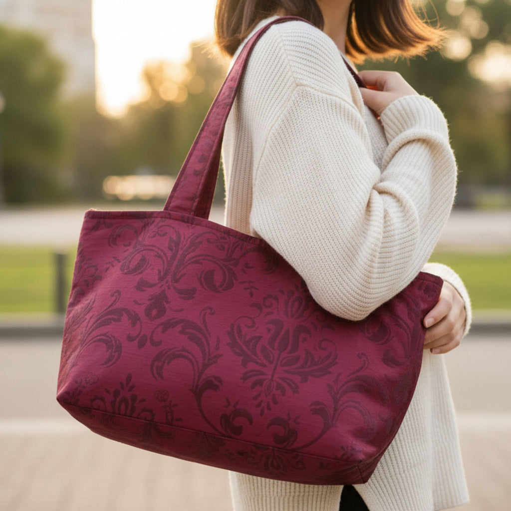 Vienna Nights Tote – Bordeaux & Damast