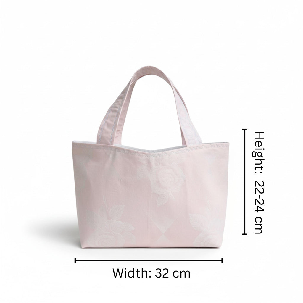 25 % Sale - Heritage Tote – Soft Pink Floral Jacquard