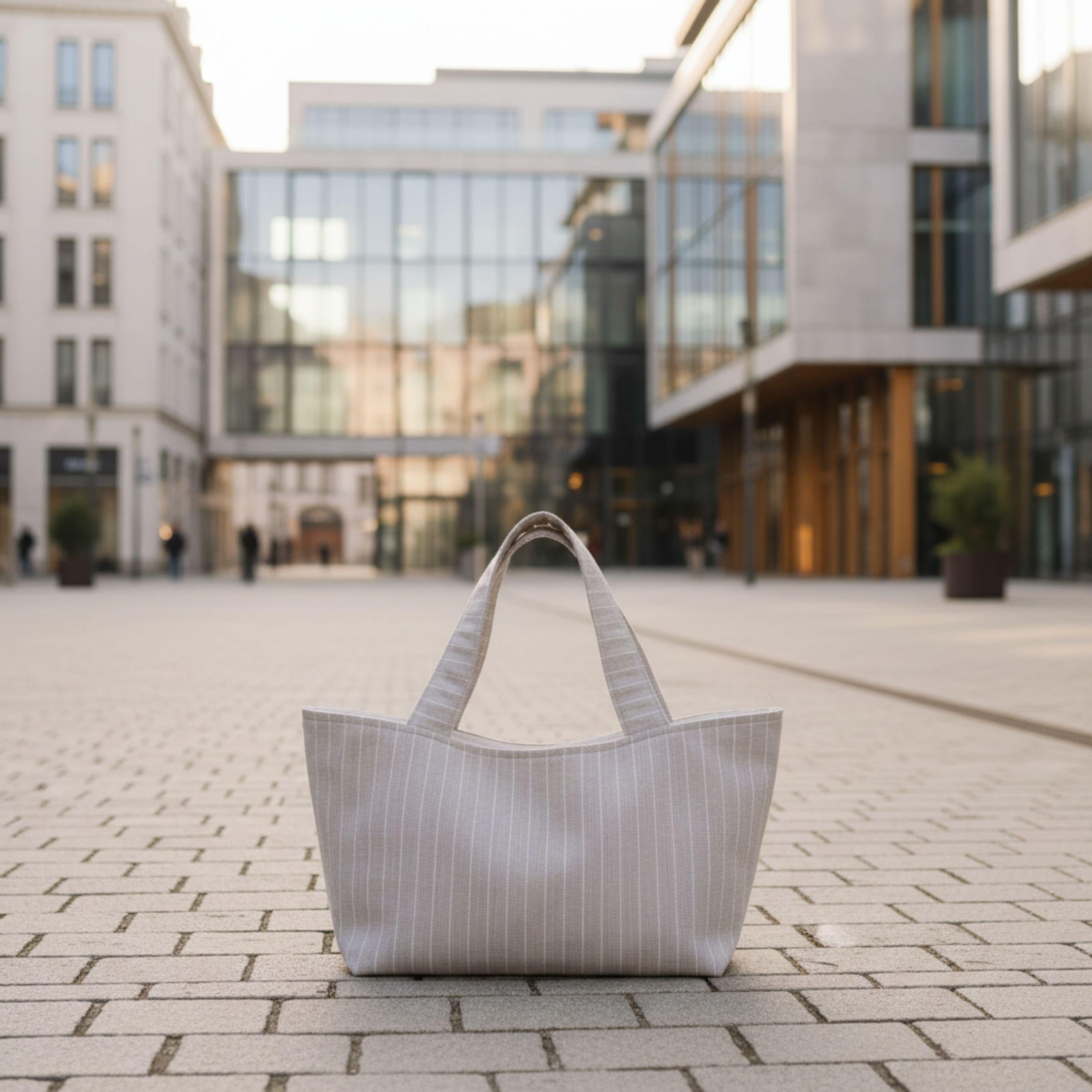 Old Money Tote – Hellgrau & Ivory