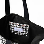 Old Money Tote – Schwarz, Grau & Hahnentritt