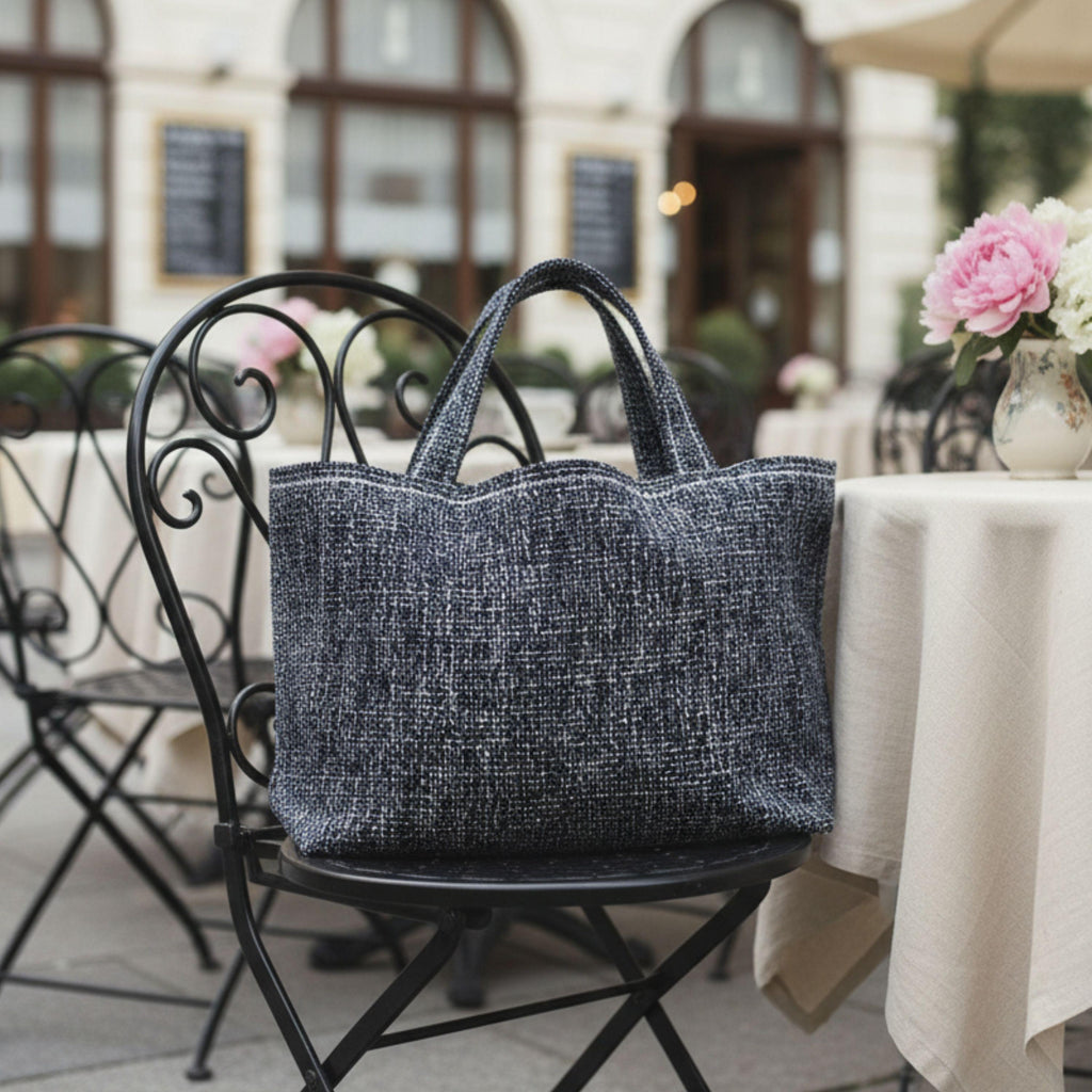 25 % Sale - Heritage Tote – Navy Tweed & Leinen