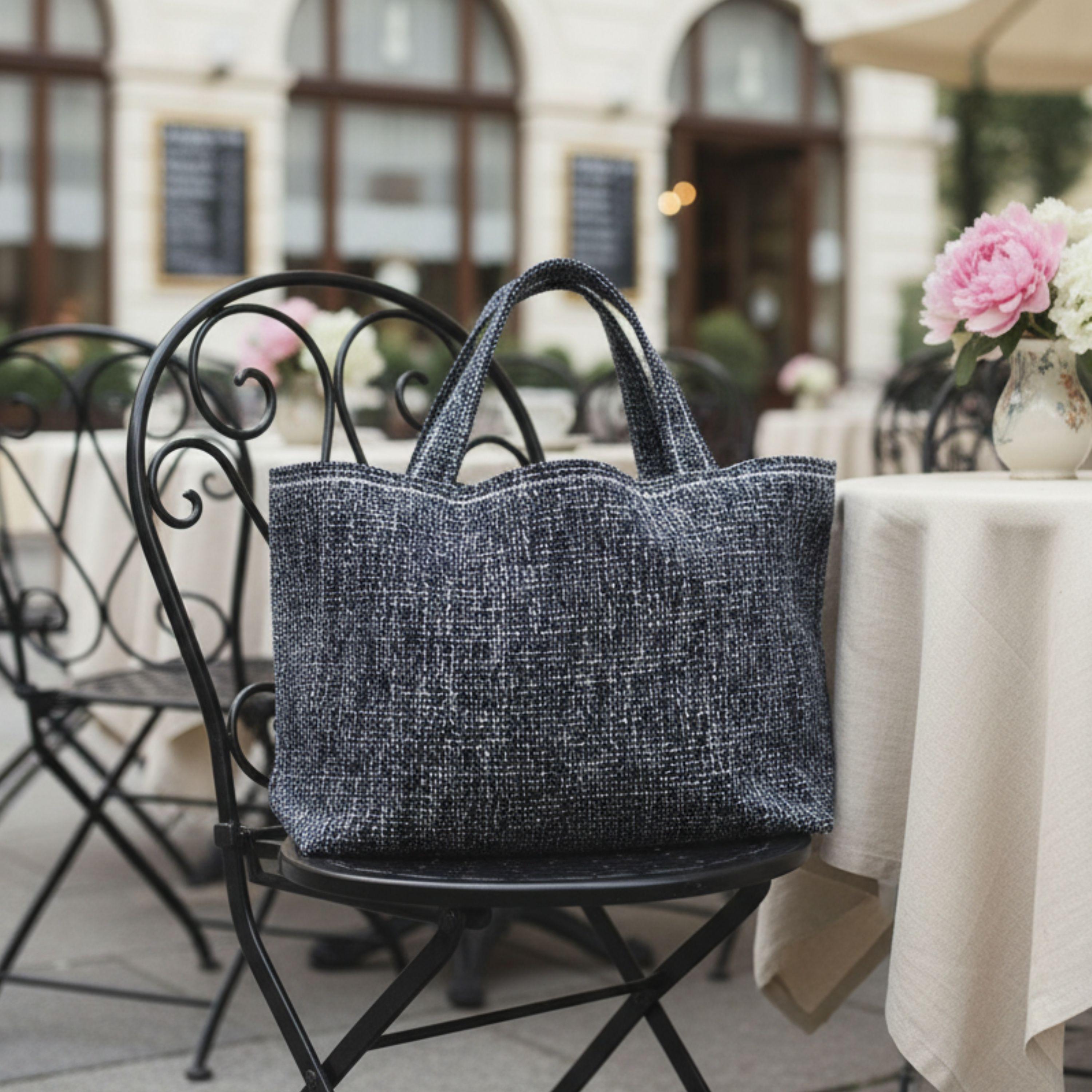 25 % Sale - Heritage Tote – Navy Tweed & Leinen