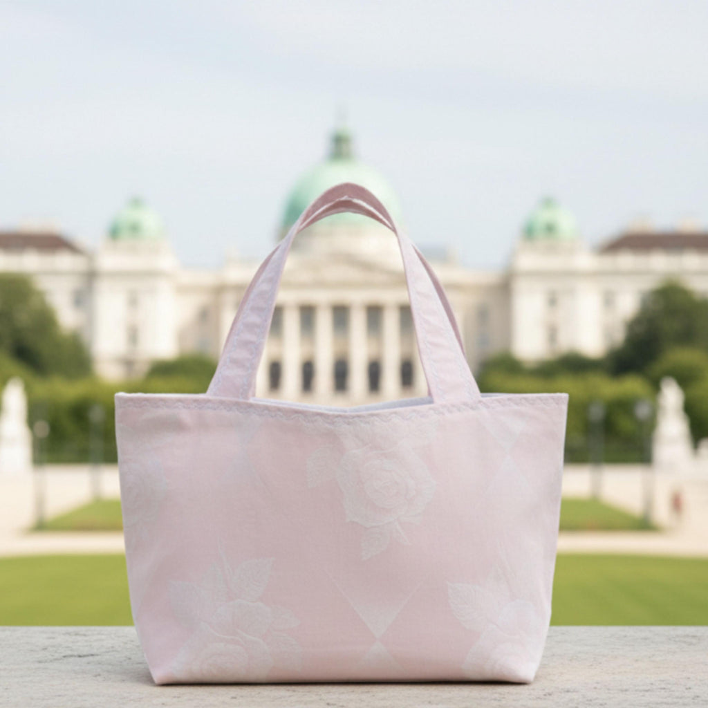 25 % Sale - Heritage Tote – Soft Pink Floral Jacquard