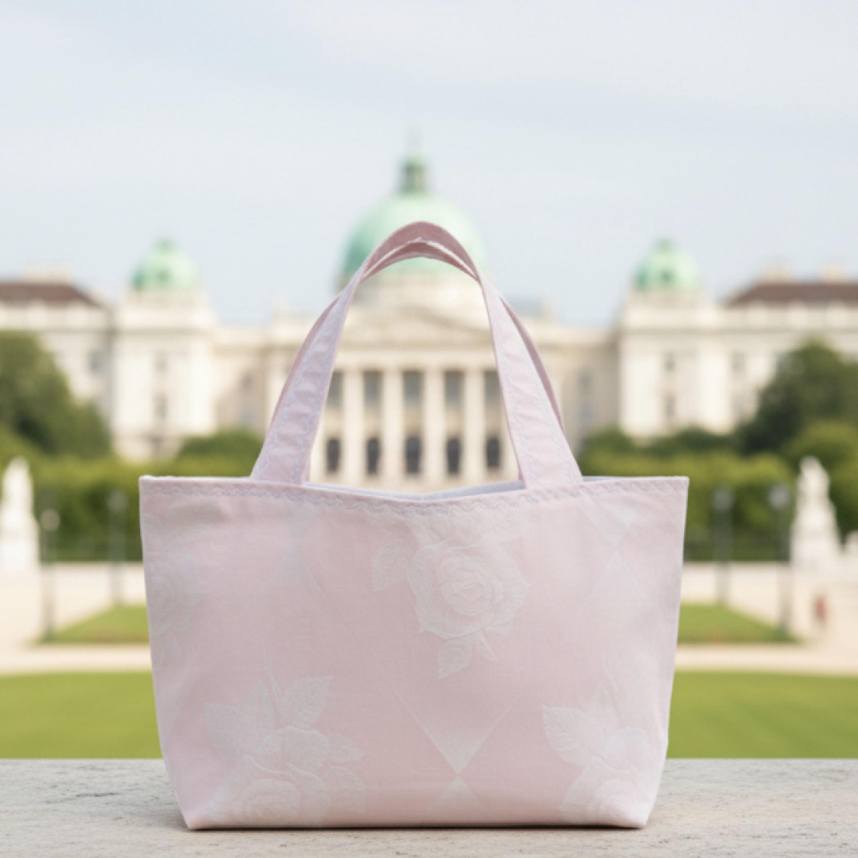 25 % Sale - Heritage Tote – Soft Pink Floral Jacquard