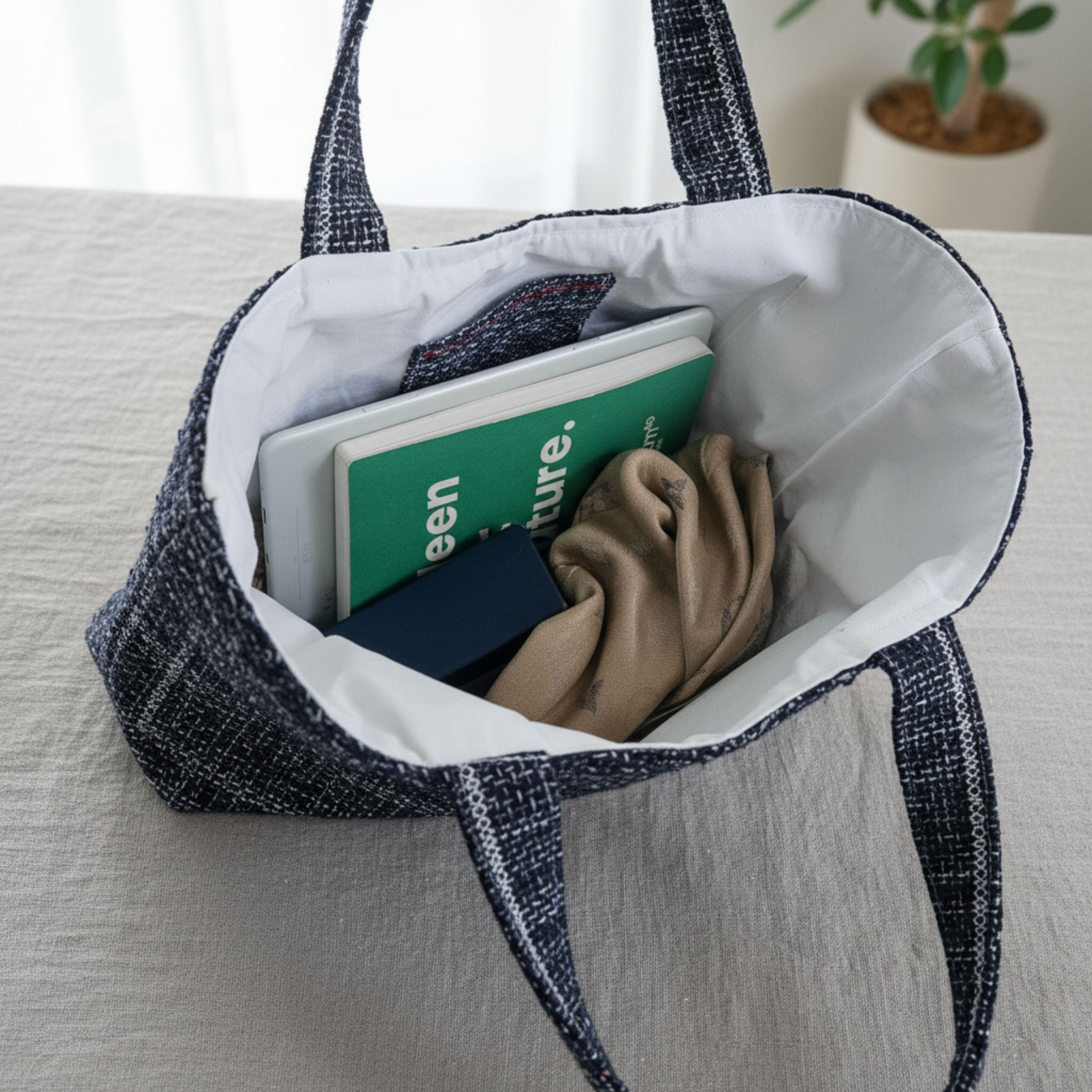 25 % Sale - Heritage Tote – Navy Tweed & Leinen