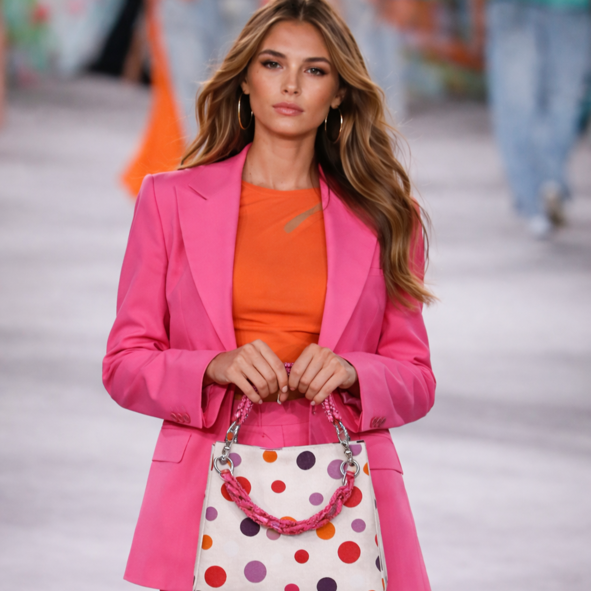 Designer Tasche mit Punktmuster und handgefertigtem Henkel – Upcycling Tasche aus Wien mit klarer Form