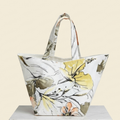 Handgemachte Stofftasche aus Wien mit floralem Muster in Gelb und Naturtönen – Heritage Petit Line Tote

