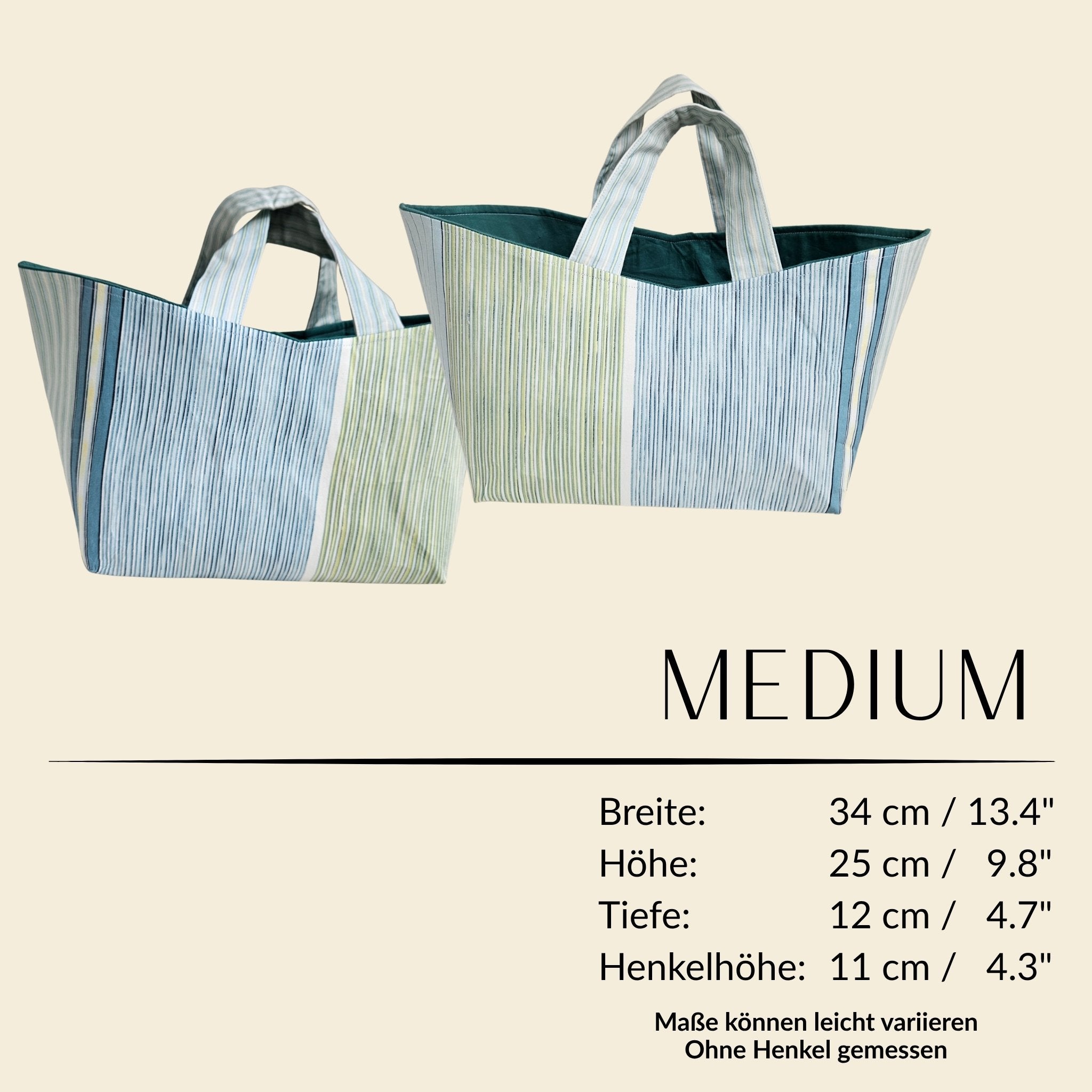 Detail der feinen Streifen in Blau und Grün – Heritage Tote Morning Stripe

