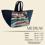 Detailaufnahme Upcycling-Stoff mit abstraktem Muster – Heritage Infinity Tote Wien

