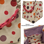 Grafisches Punktmuster auf Upcycling Stoff – nachhaltige Designer Tasche aus Wien mit lebendiger Oberfläche