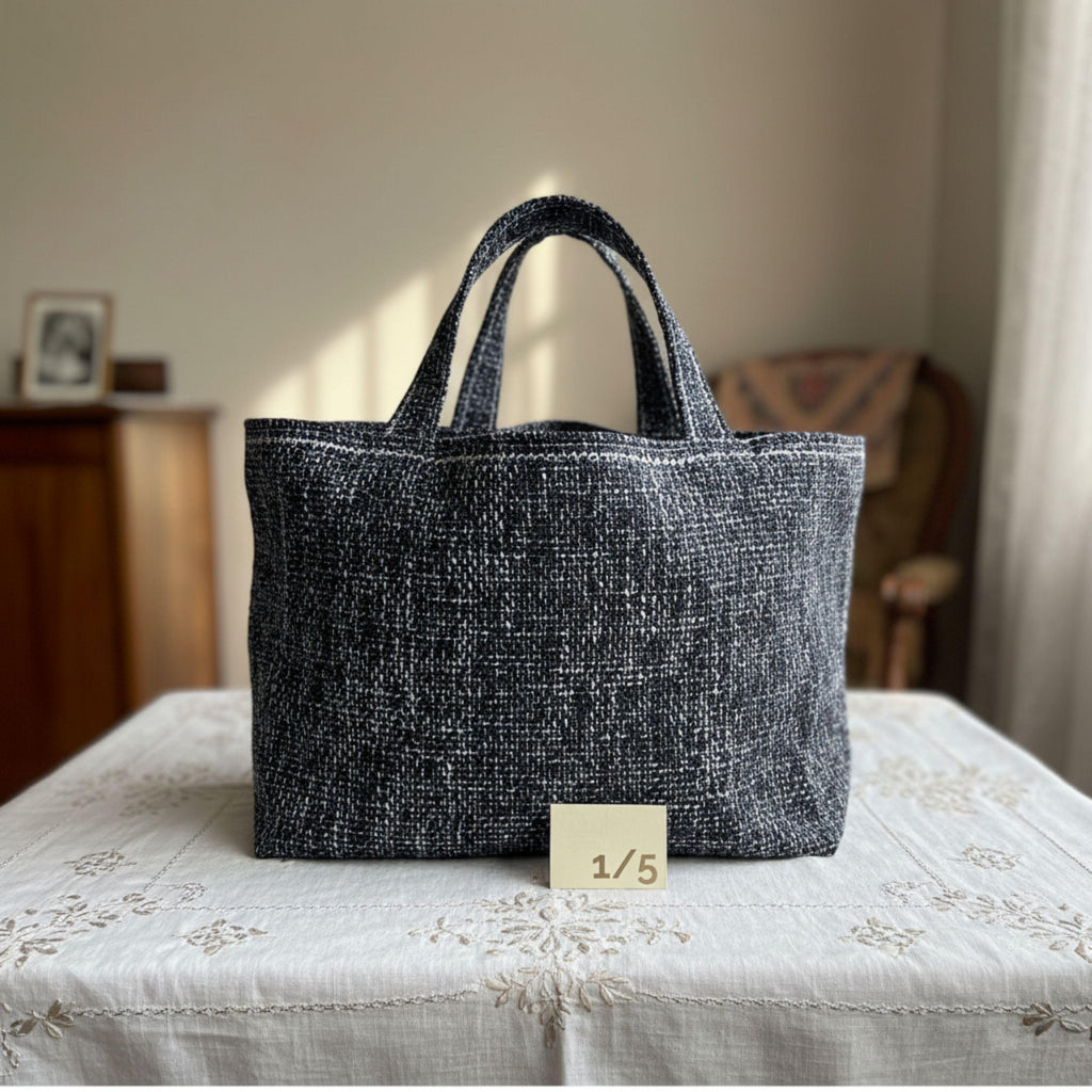 25 % Sale - Heritage Tote – Navy Tweed & Leinen