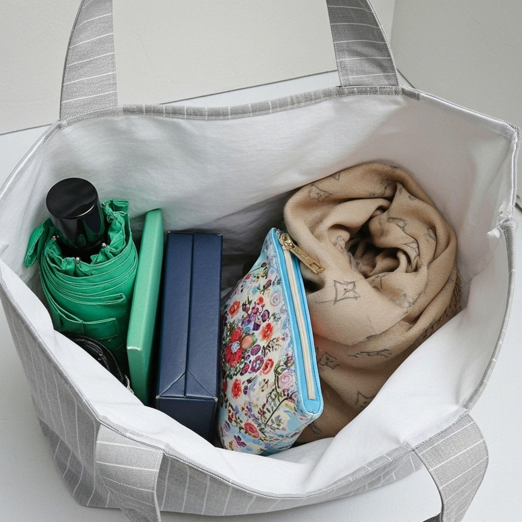 Old Money Tote – Hellgrau & Ivory