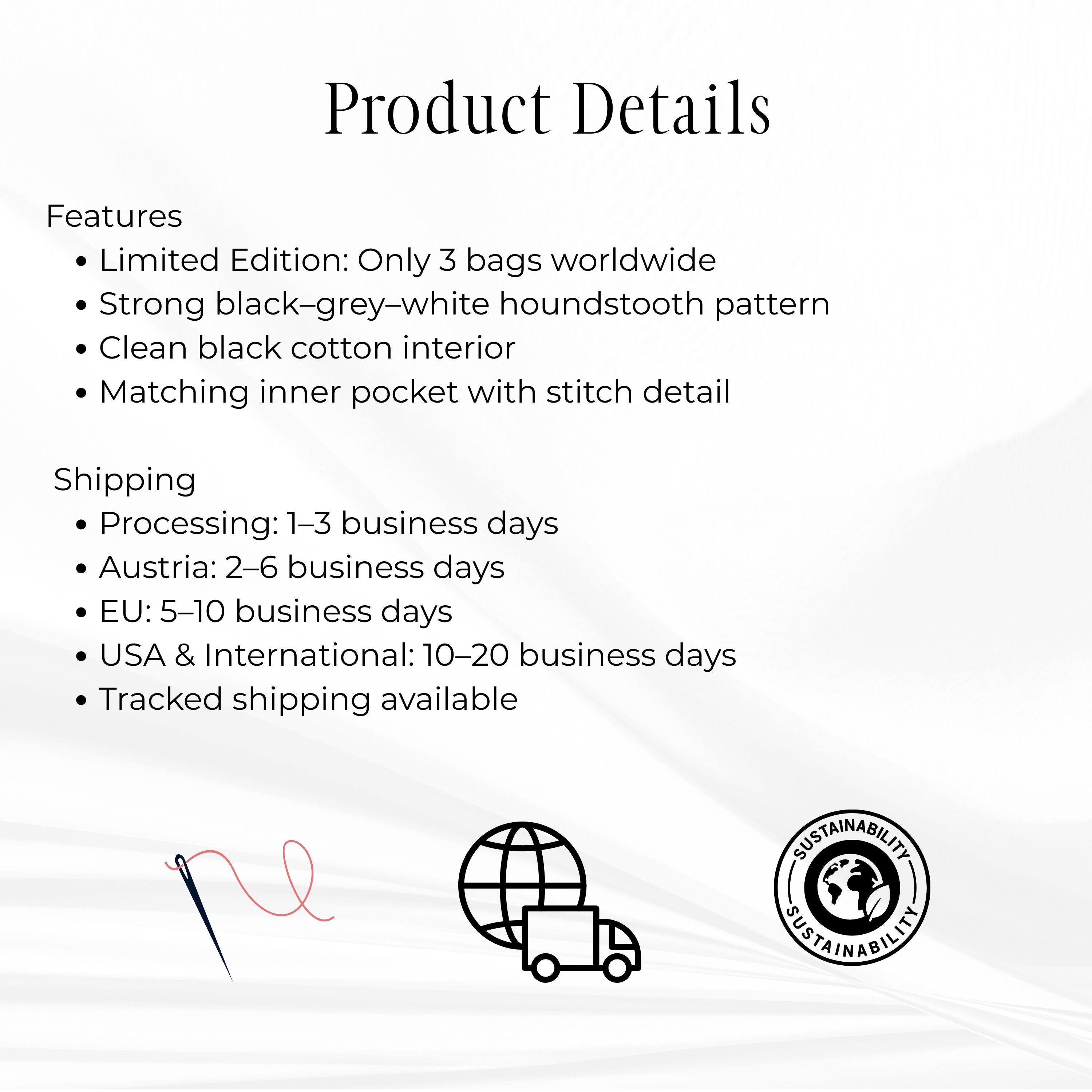 Old Money Tote – Schwarz, Grau & Hahnentritt