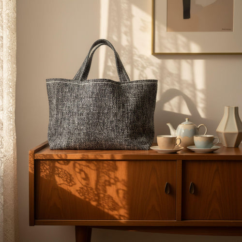 25 % Sale - Heritage Tote – Navy Tweed & Leinen