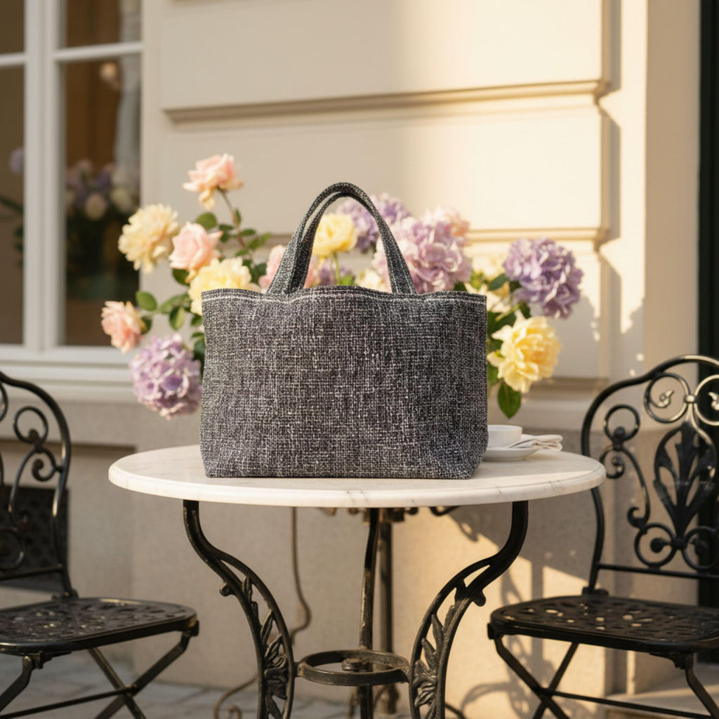 25 % Sale - Heritage Tote – Navy Tweed & Leinen